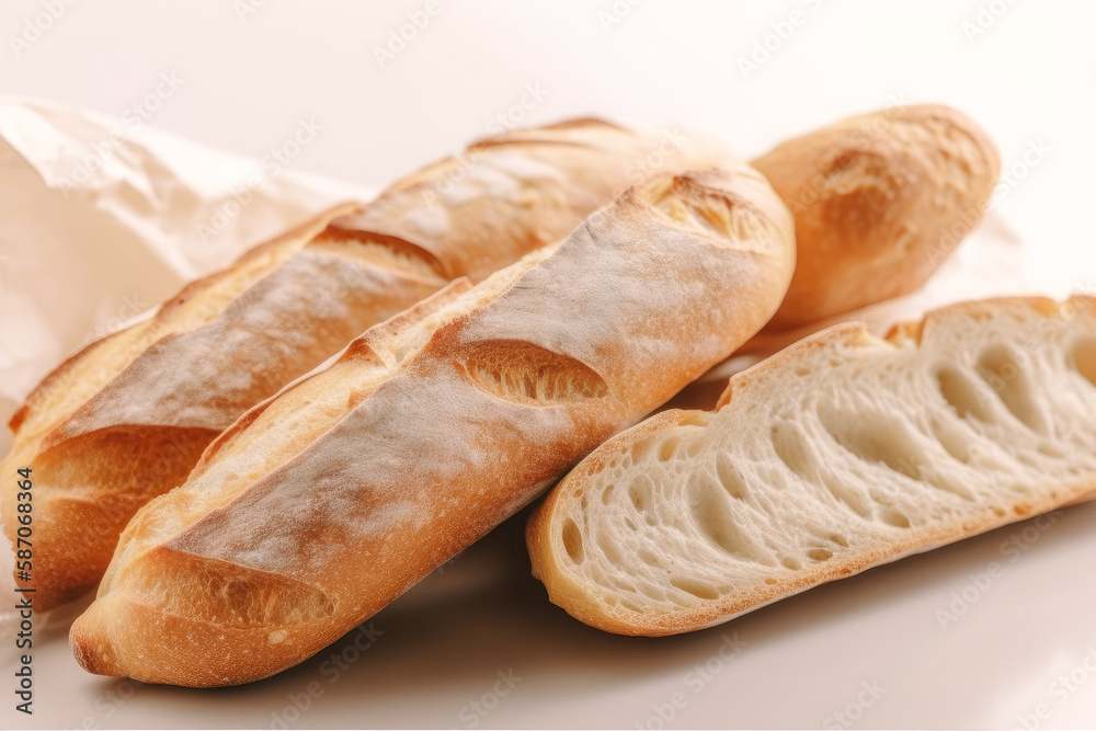 close-up of baguette slices