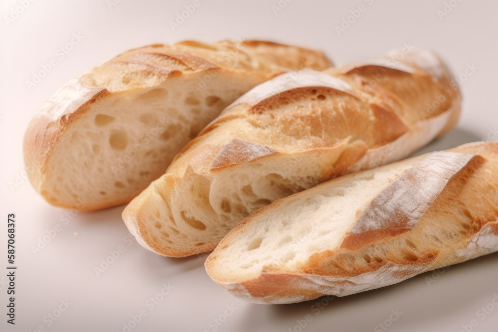 close-up of baguette slices
