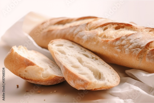 close-up of baguette slices