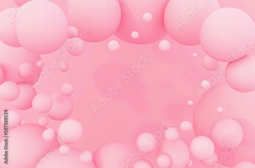 Marshmallows, candy gum fly in zero gravity. 3d illustration mockup. Poster for kids, sport brand, goods with empty space. Chaotic scatter confetti spheres. Makeup powder face cosmetics balls
