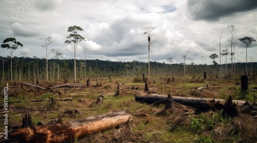 Social issues. Highlight the ways in which deforestation contributes to climate change and the larger global issue it represents. Generative ai.