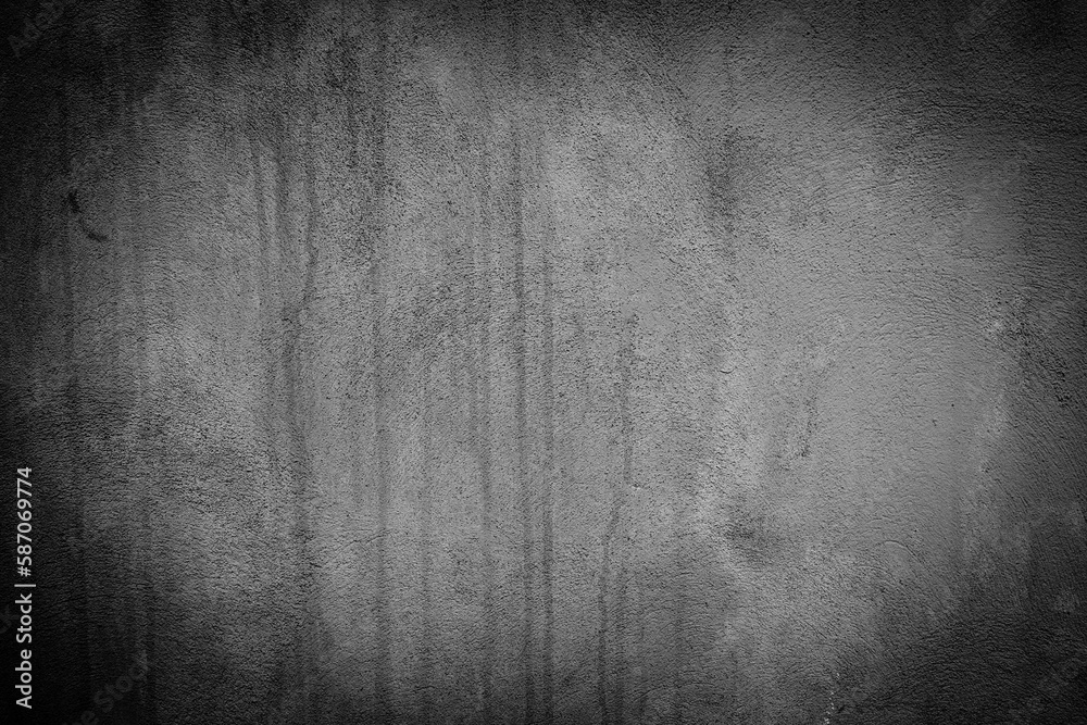 Obraz premium Black wall rough texture background, concrete floor or old grunge backdrop