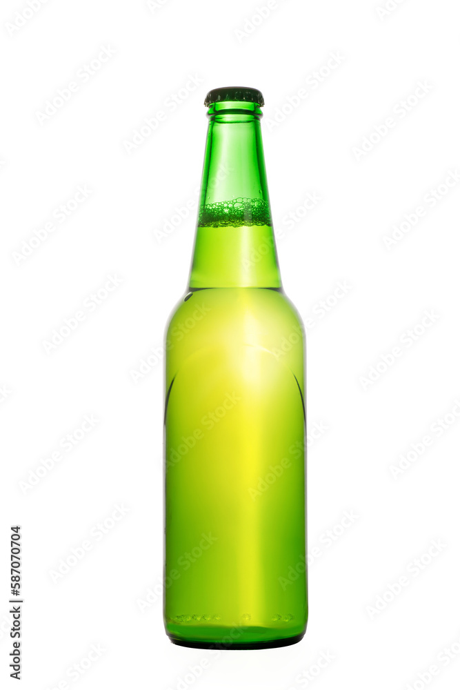 Green glowing beer bottle. Isolated png with transparency Green glowing beer bottle. Isolated png with transparency
