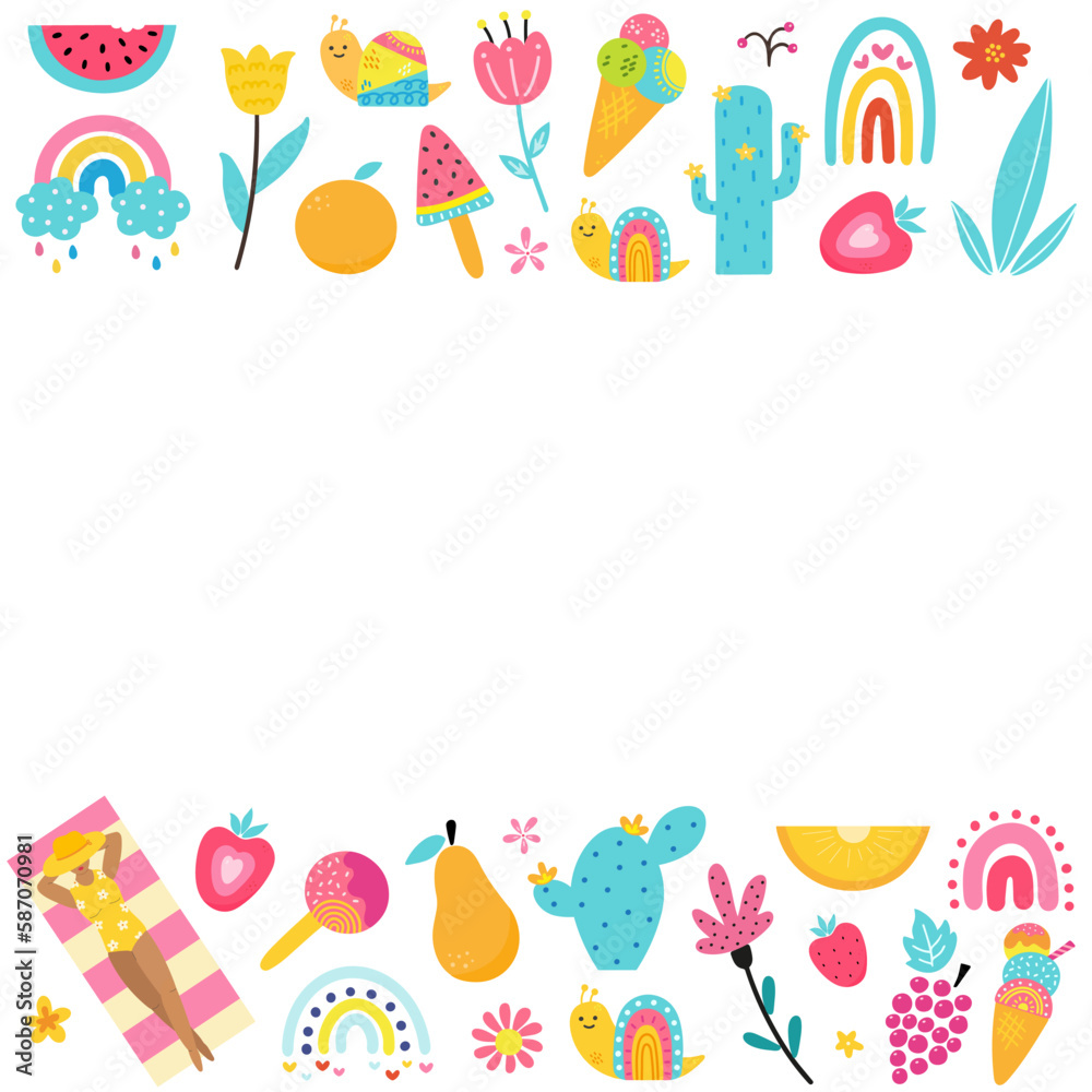 Background of hand drawn colourful summer elements Background of hand drawn colourful summer elements
