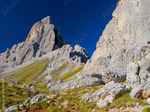 Alpine landscape of Dolomites mountains, Italy, Europe