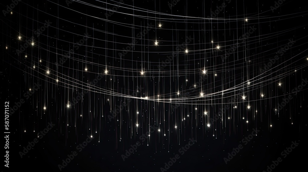 Fototapeta premium stars floating over light trails on black background, generative ai