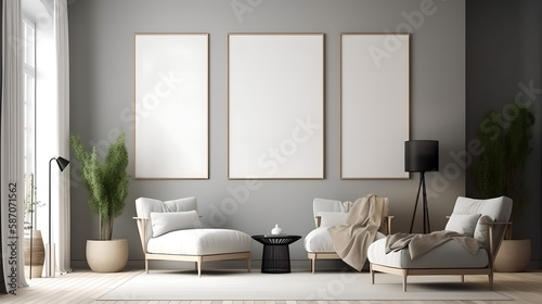 Canvas mockup modern living room generative art