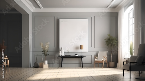 Canvas mockup modern living room generative art © SpringsTea