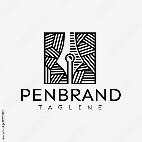 Luxury square accounting pen logo brand