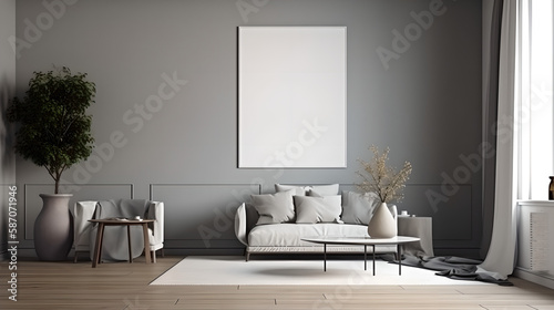 Canvas mockup modern living room generative art