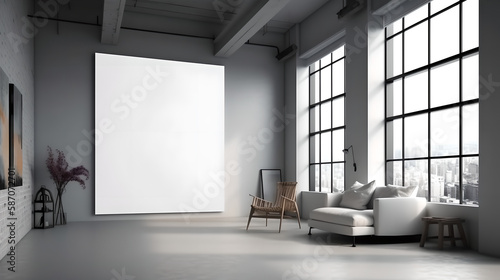 Canvas mockup modern living room generative art © SpringsTea