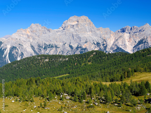 Punta Sorapis Mountain Group in the Dolomites near Cortina d'Ampezzo, Italy, Europe