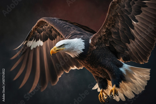 Eagle portrait on dark background. AI Generative
