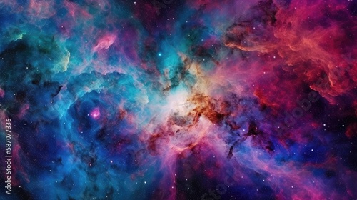 Beautiful Blue, Purple and Red Galaxy with Stunning Colors – Generative AI