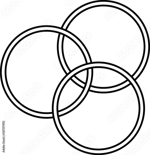 vector illustration gymnastic rings, juggling rings, circus accessories, circus equipment, doodle and sketch