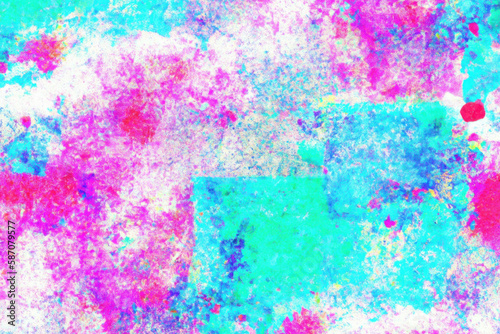 Abstract vibrant, colorful watercolor grunge paint on a paper background. Blue and pink fluid watercolor distressed bleed texture for graphic design, banner, or cover