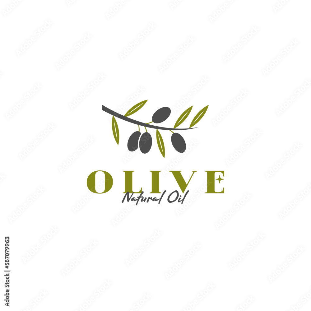 Fototapeta premium Vector leaf and olive oil logo design concept illustration idea