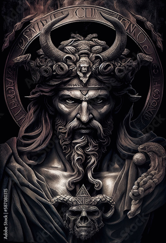 Dionysus Bacchus god portrait - by generative ai photo