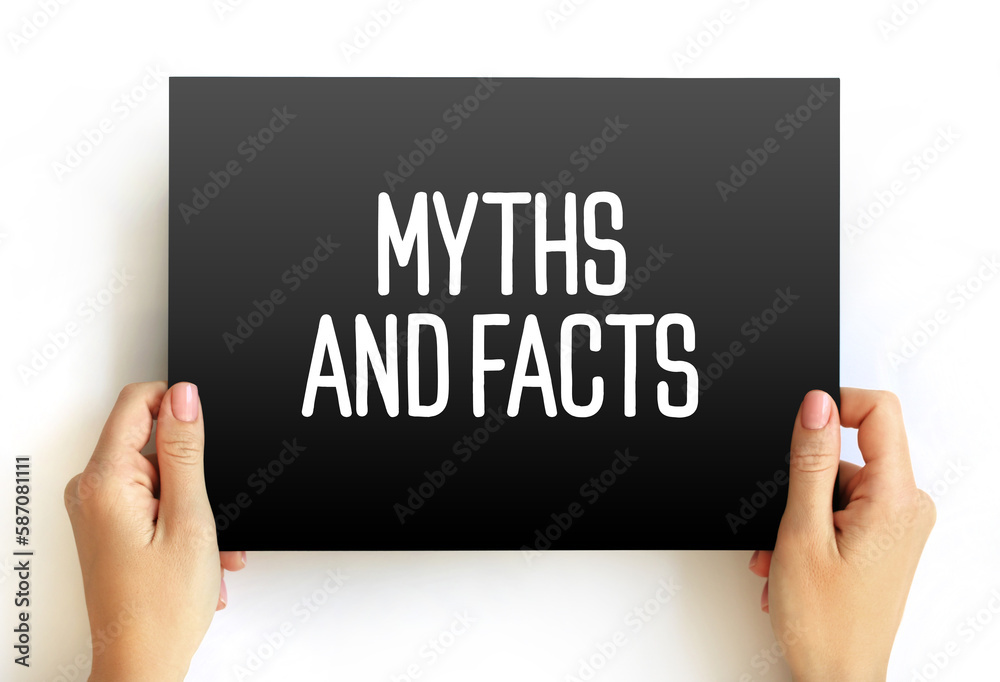 Myths And Facts text on card, concept background Myths And Facts text on card, concept background