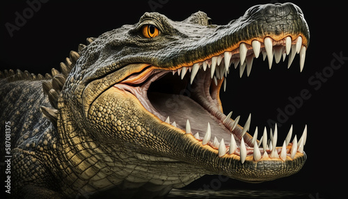 Crocodile with open mouth. Generative AI 