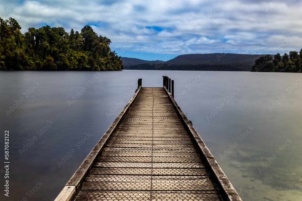 Pier on a lake in New Zealand