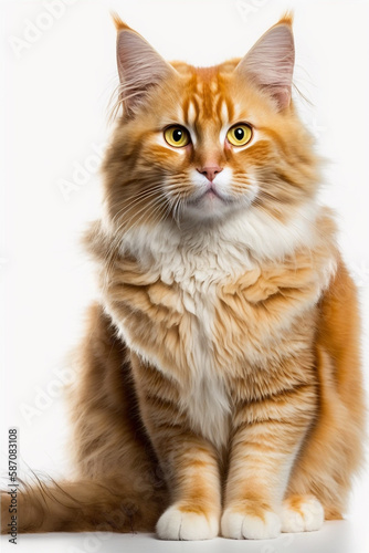 Cat isolate on white background. Generative AI,