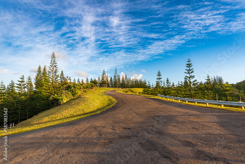 Photography Morning at Queen Elizabeth lookout looking  north on Rooty Hill Road, Norfolk Is