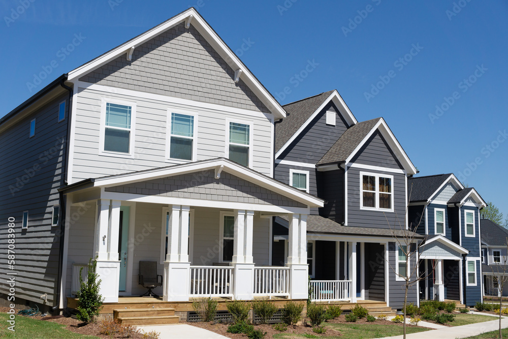 A row of new residential houses
