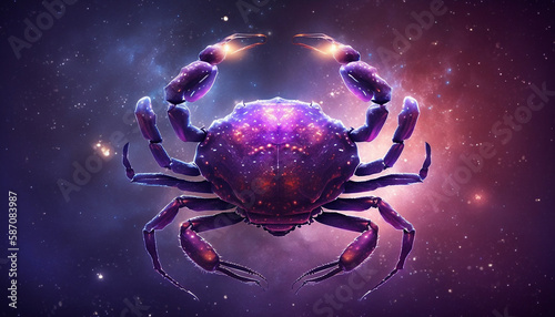 cancer zodiac sign on space background. Generative AI,