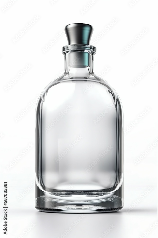 Clear empty gin bottle. Generative AI Clear empty gin bottle. Generative AI