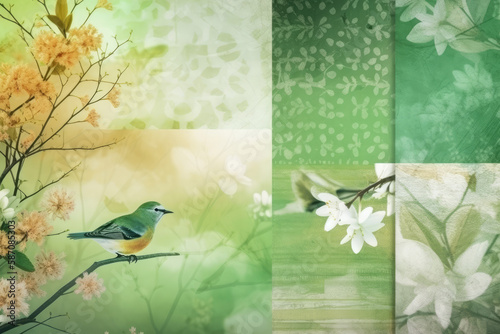 Spring Style Collage Background - Collage Spring Backdrops Wallpaper - Spring Collage Wallpaper created with Generative AI technology  © Sentoriak