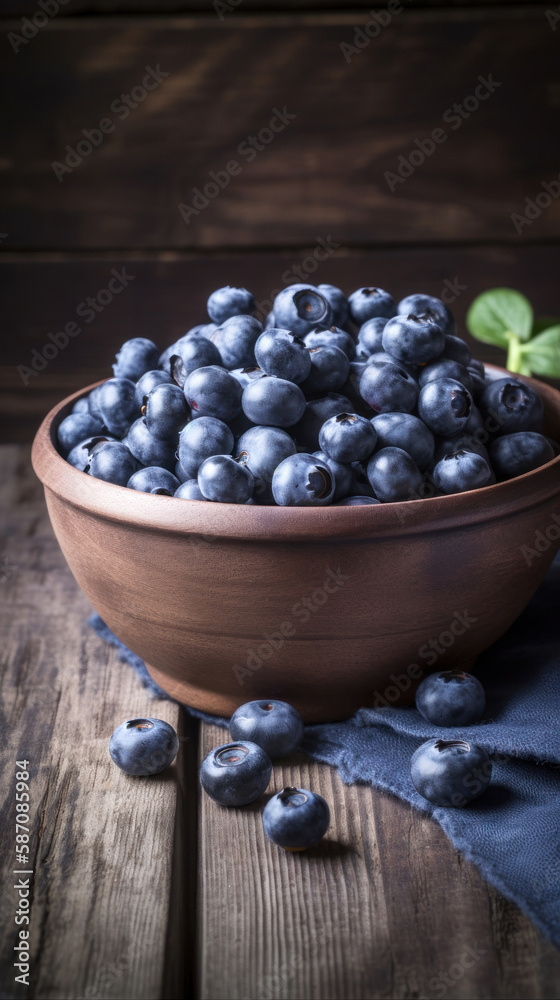 A bowl with blueberries A bowl with blueberries