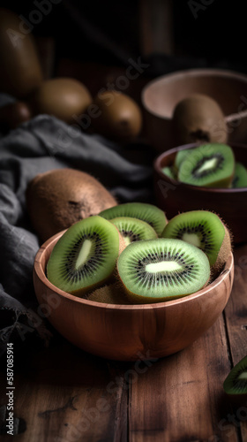 A bowl with kiwi fruits