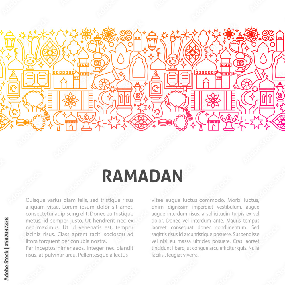 Ramadan Line Template. Vector Illustration of Outline Design. Ramadan Line Template. Vector Illustration of Outline Design.