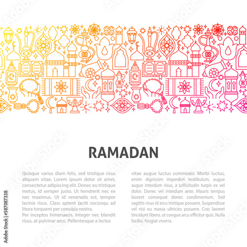 Ramadan Line Template. Vector Illustration of Outline Design.