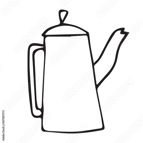 Teapot sketch, vector illustration icon black