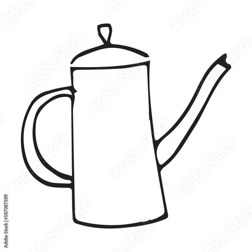 Teapot sketch, vector illustration icon