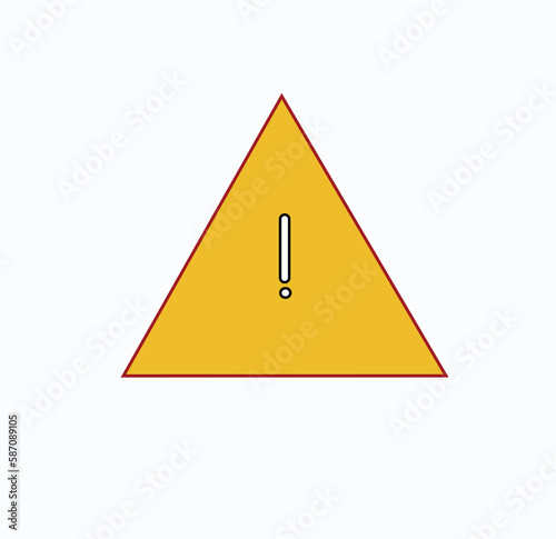 Caution alarm, danger sign, attention vector icon, yellow, red and black fatal error message element, exclamation mark of warning attention icon