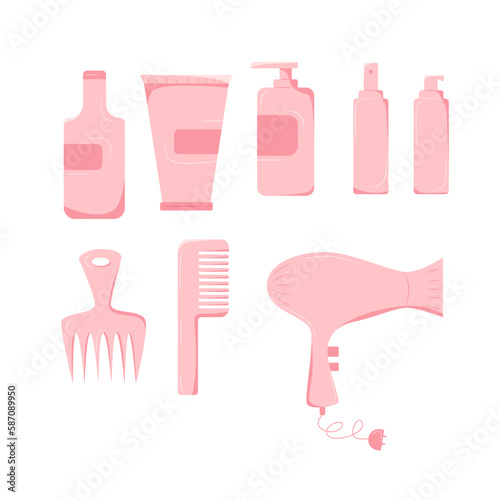 Set of hair accessories, shampoo, oil, Hair dryer, Hair comb, conditioner, hair protestion