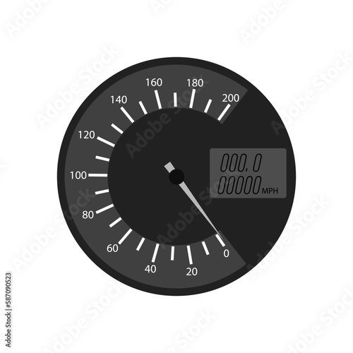 Speedometer set. Scale speed in flat style. Vector illustration.