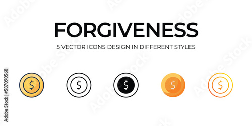 Forgiveness Icon Design in Five style with Editable Stroke. Line, Solid, Flat Line, Duo Tone Color, and Color Gradient Line. Suitable for Web Page, Mobile App, UI, UX and GUI design.