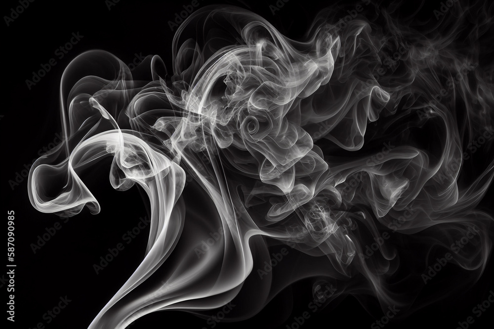 Abstract smoke moves on a black background. Design element. Abstract texture. generative ai Abstract smoke moves on a black background. Design element. Abstract texture. generative ai