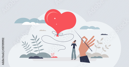 Vulnerability as risk to be hurt from broken relationship tiny person concept. Fragile emotions and feeling of weakness vector illustration. Psychological unstable romance with frightened stress heart