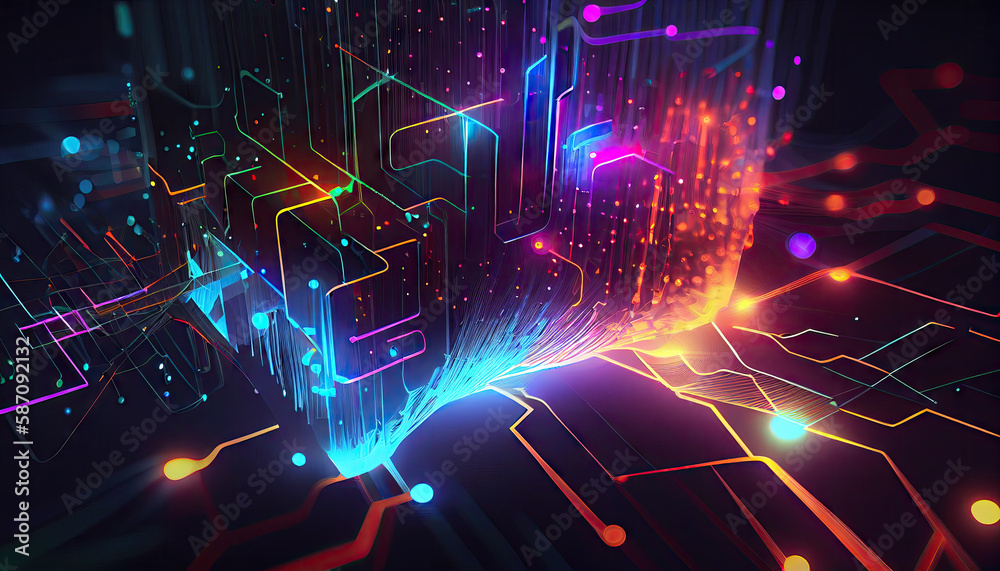 Obraz premium Technological Patterns In Vivid Colors