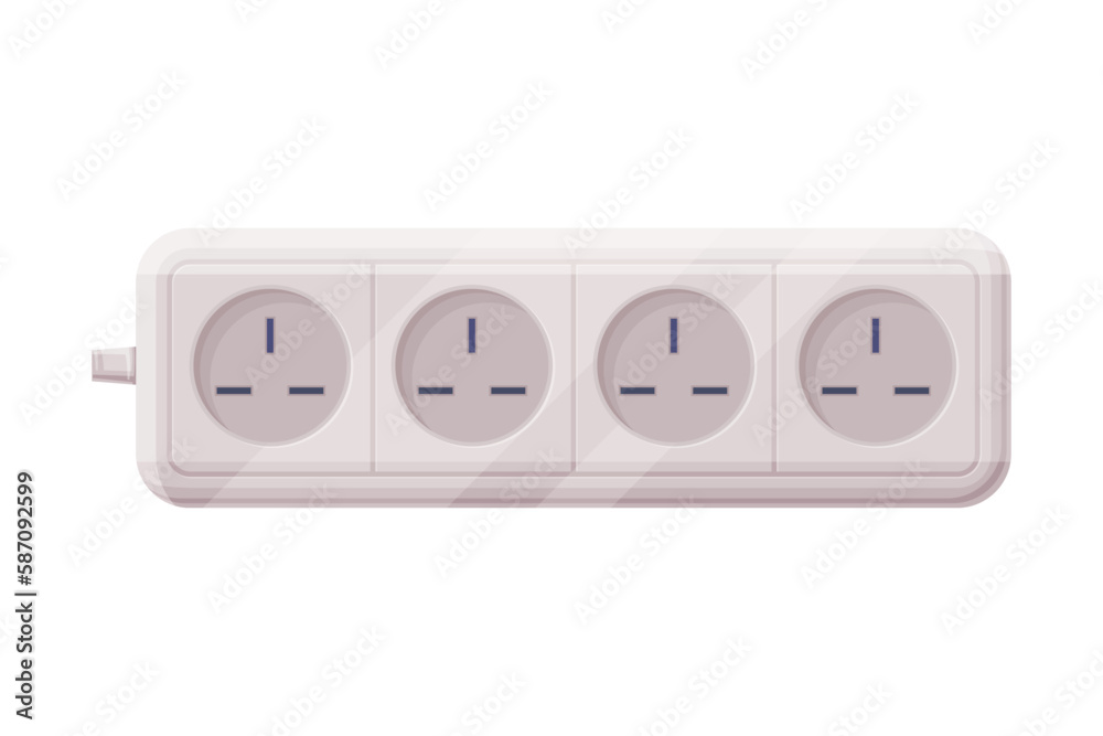 Extension Socket with Power Cord as Electric Current Equipment with Port Connector Vector Illustration Extension Socket with Power Cord as Electric Current Equipment with Port Connector Vector Illustration