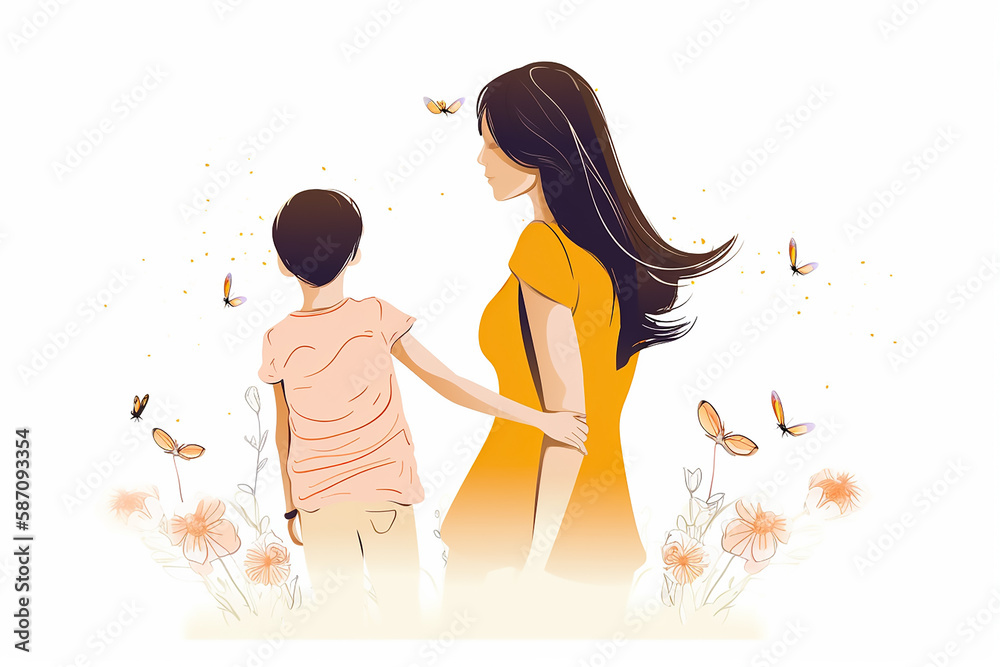 Happy Mother's Day, The bond of mom and baby. Generative AI