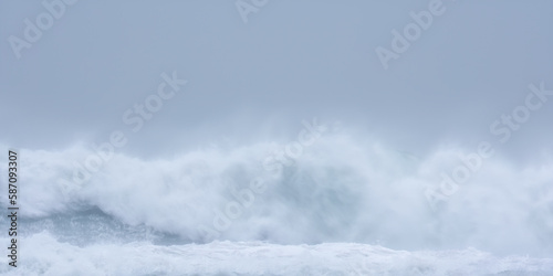 large waves at chapel Porth cornwall england uk 