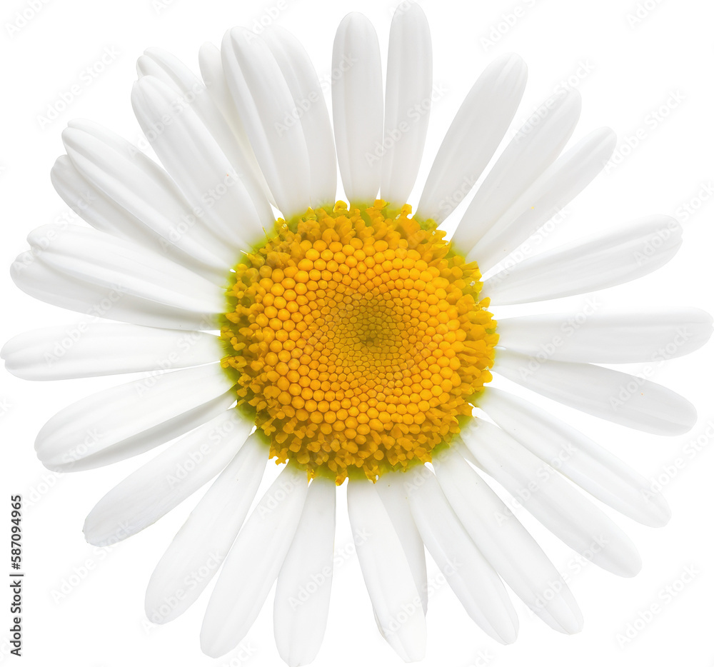 White daisy or chamomile flower on transparent background