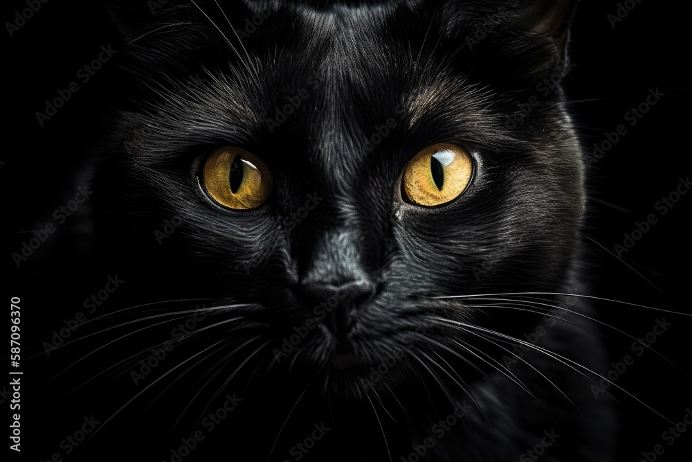 Image of a black cat. Generative AI