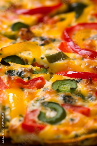 colorful frittata filled with peppers, mushrooms, and onions - a flavorful breakfast dish, start your day right, delicious breakfast options to satisfy every craving. generative ai
